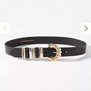 NWT. Anthropologie Mixed Metal Leather Belt.